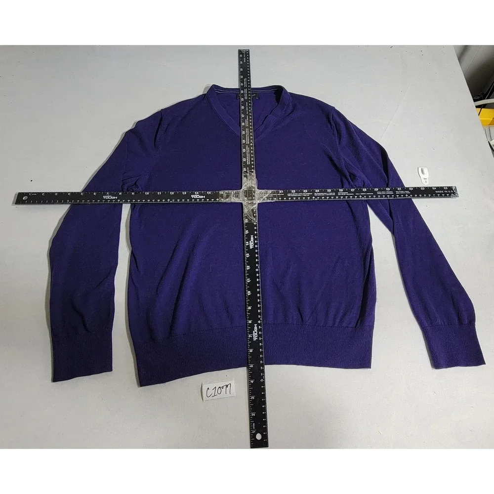 Banana Republic Mens Purple Silk Cotton Cashmere‎ V-Neck Sweater M Luxury Blend
